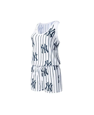 Concepts Sport Women's White New York Yankees Reel Pinstripe Knit Romper