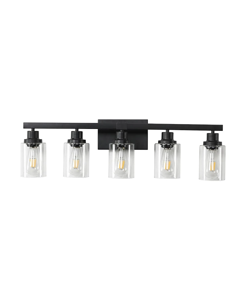 Busdays 31 Inch Modern 5 Light Bathroom Vanity Light Fixture Industrial Wall Sconce with Glass Shades for Mirror Bathroom Bedroom Hallway No Bulbs
