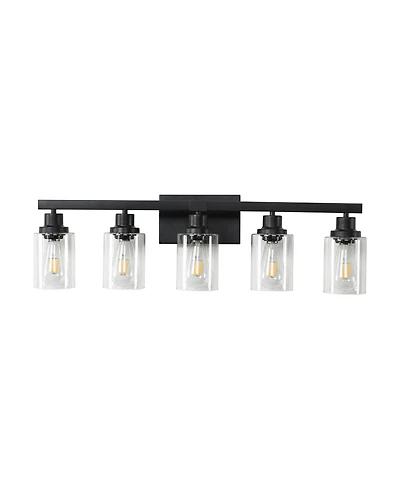 Busdays 31 Inch Modern 5 Light Bathroom Vanity Light Fixture Industrial Wall Sconce with Glass Shades for Mirror Bathroom Bedroom Hallway No Bulbs