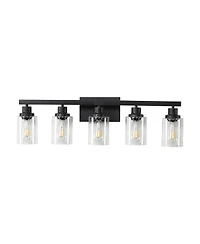 Busdays 31 Inch Modern 5 Light Bathroom Vanity Light Fixture Industrial Wall Sconce with Glass Shades for Mirror Bathroom Bedroom Hallway No Bulbs