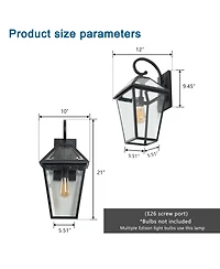 Busdays 21 Inch H 1 Pack Outdoor Wall Lantern Light Modern Metal and Glass Sconce for Porch Patio Garden Lighting No Bulb