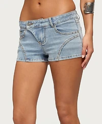 Edikted Women's Western Stitch Studded Denim Micro Shorts