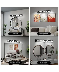 Busdays 6 Light 39 Inch Led Modern Bathroom Vanity Light Acrylic Wall Lighting Fixture Over Mirror Cool White 6000K