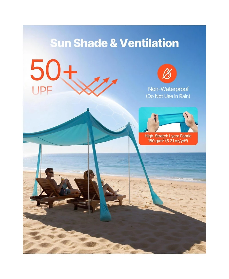 Cozito Beach Tent Sun Shelter 10 x 10 feet with Sandbags and Stability Poles