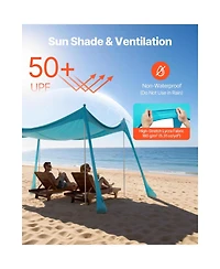 Cozito Beach Tent Sun Shelter 10 x 10 feet with Sandbags and Stability Poles