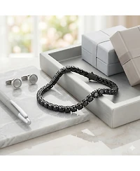 Metallo Mens Stainless Steel Round Cz Tennis Bracelet