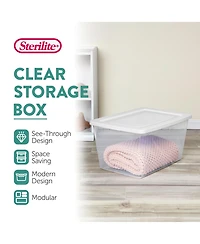 Sterilite 58 Quart Storage Boxes, Clear Plastic Containers with Lid, Set of 12