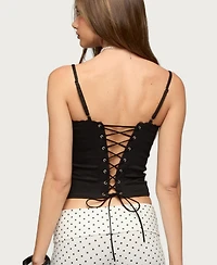 Edikted Women's Helenna Button Front Lace Up Top