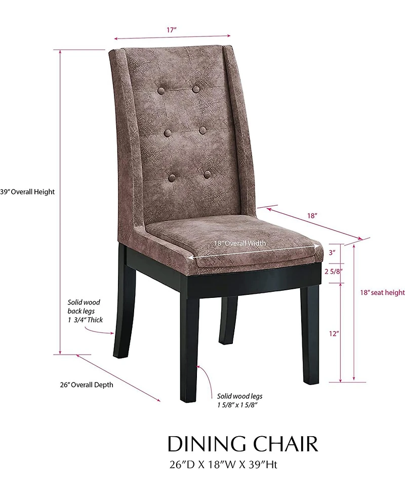 Kings Brand Furniture Set of 2 Tufted Parsons Dining Chairs Faux Leather Upholstery, Cappuccino Wood Legs