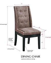 Kings Brand Furniture Set of 2 Tufted Parsons Dining Chairs Faux Leather Upholstery, Cappuccino Wood Legs