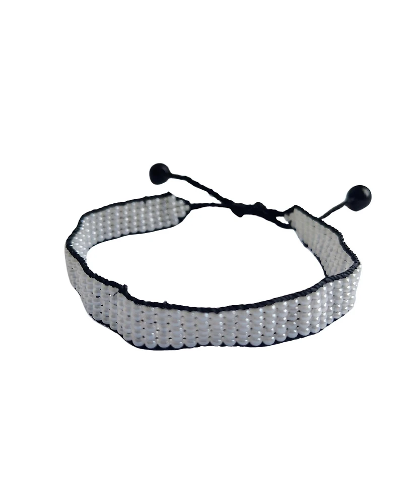 Sawa Sawa Just Peace Beaded Bracelet in Cloud Dancer