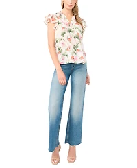 Sam & Jess Women's V-Neck Ruffle-Sleeve Top