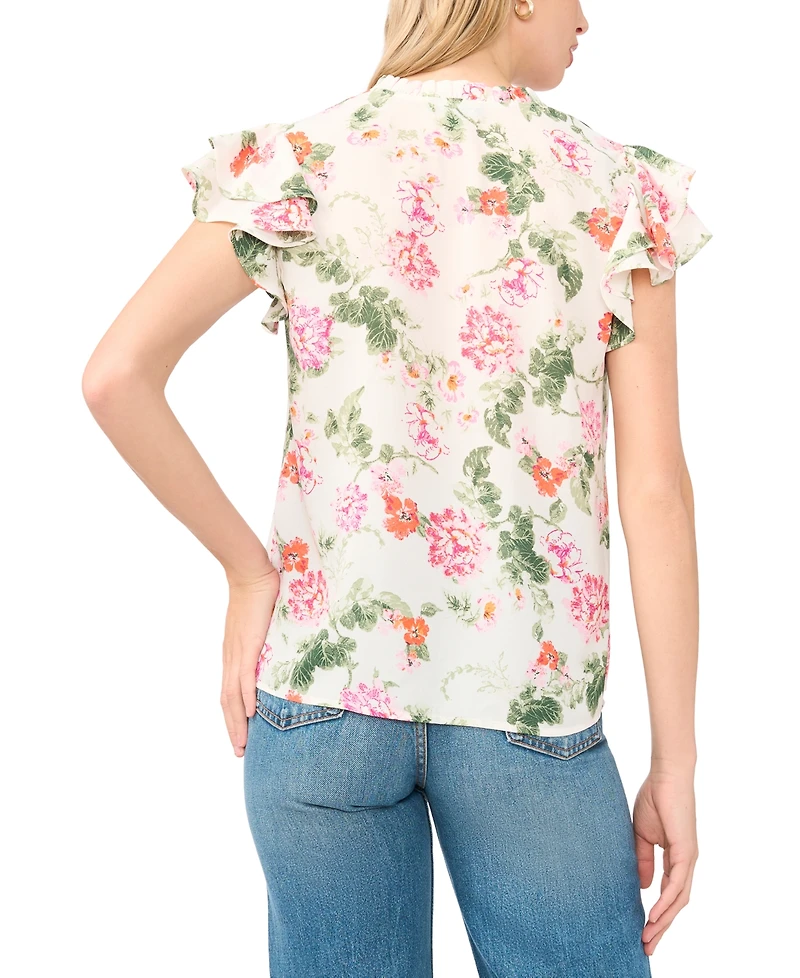 Sam & Jess Women's V-Neck Ruffle-Sleeve Top