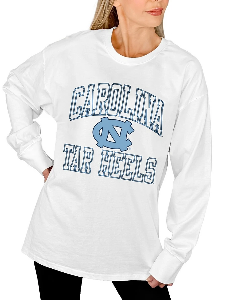 Gameday Couture Women's White North Carolina Tar Heels Mind Games Oversized Long Sleeve T-Shirt