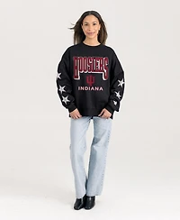Gameday Couture Women's Black Indiana Hoosiers Pure Victory Relaxed Rhinestone Pullover Sweatshirt