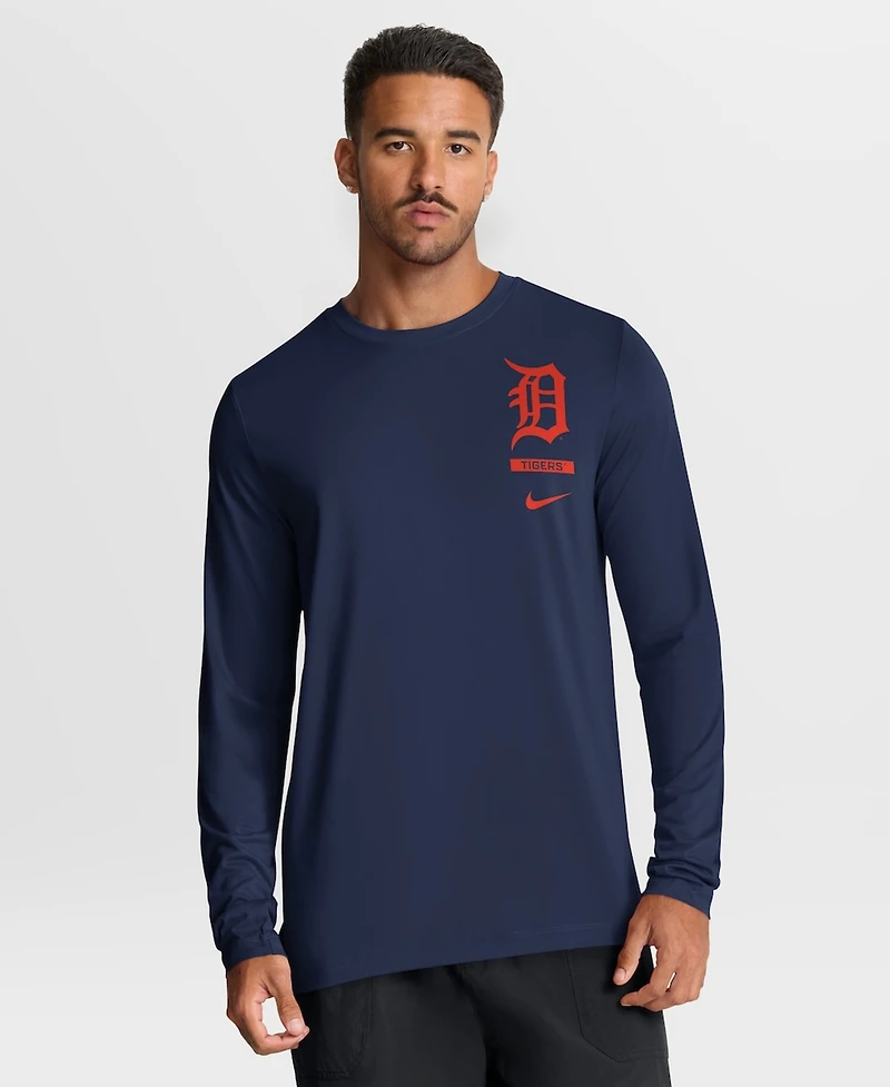 Nike Men's Navy Detroit Tigers 2-Hit Legend Dri-fit Long Sleeve T-Shirt