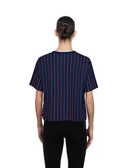 New Era Women's Navy Detroit Tigers Throwback Meshback Pinstripe Boxy T-Shirt