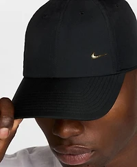 Nike Men's and Women's Black Metal Swoosh Dri-fit Club Adjustable Hat
