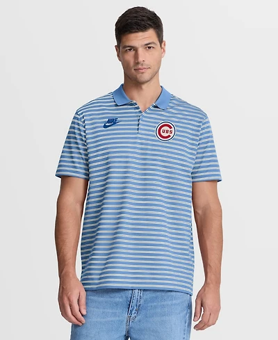 Nike Men's Light Blue Chicago Cubs Cooperstown Collection Dri-fit Victory Striped Polo Shirt