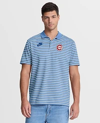 Nike Men's Light Blue Chicago Cubs Cooperstown Collection Dri-fit Victory Striped Polo Shirt