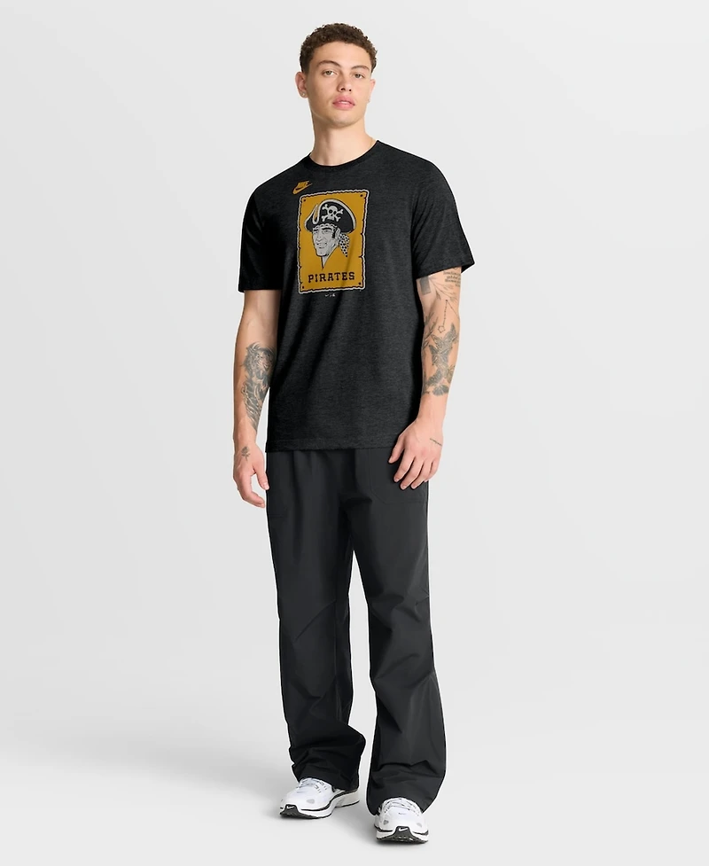 Nike Men's Heather Black Pittsburgh Pirates Cooperstown Logo Tri-Blend T-Shirt