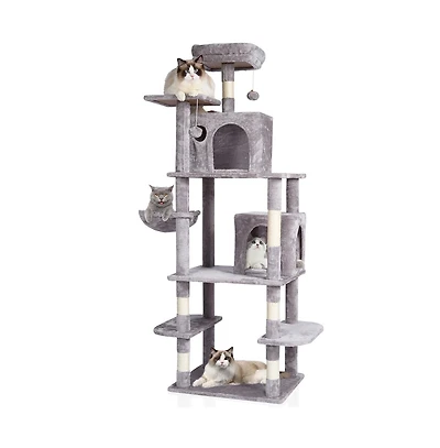 Ruie 68.5 Inch Multi Level Cat Tree with 2 Condos Hammock and Sisal Posts