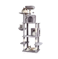 Ruie 68.5 Inch Multi Level Cat Tree with 2 Condos Hammock and Sisal Posts