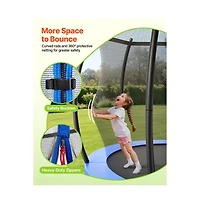 Ruie 8 ft Outdoor Round Trampoline with Enclosure Net Astm Approved 265 lb Capacity