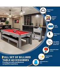 Xo 7FT 3-in-1 Pool Table Dining Combo, Convertible Billiard Table with Table Tennis Top, Multi-Game Table for Family Room