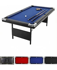 Xo Folding Pool Table, Portable Billiards Table Set with Accessories, Height Adjustable Compact Design for Home Game Room Basement