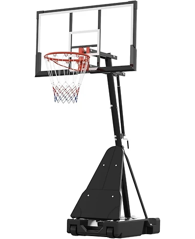 Xo 52" Basketball Hoop System, 4.9-10FT Adjustable Height, Shatterproof Pc Backboard, Portable with Wheels for Backyard Driveway