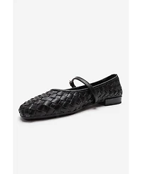 Forever & Always Shoes Women's Yevora Leather Woven Strap Ballet Flat