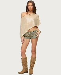 Edikted Women's Alanna Sheer Sequin Poncho
