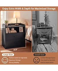 Aheaplus Nightstand with Charging Station, Sofa Side Table Drawers