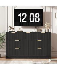 homfan Modern 7-Drawer Fluted Dresser, 54" Wide Chest with Metal Handles, Storage for Bedroom Living Room