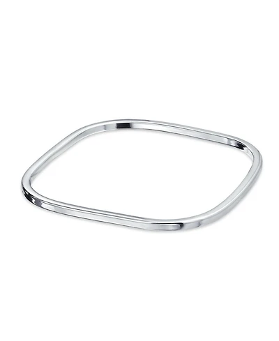 Bling Jewelry Modern Shinny Stackable Square Bangle Bracelet Soid .925 Sterling Silver