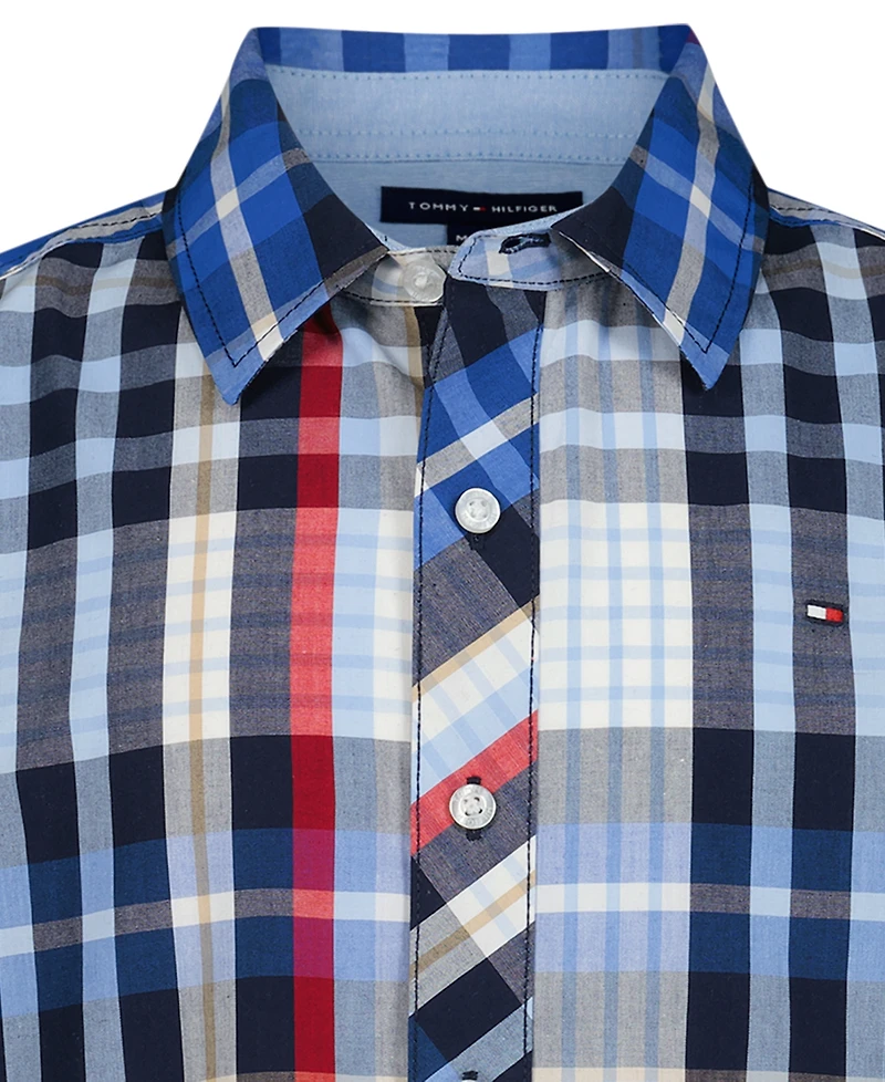 Tommy Hilfiger Boys' 8-20 Plaid Short-Sleeve Button-Front Shirt