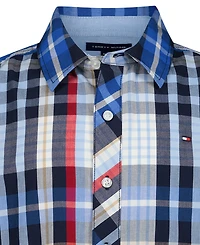 Tommy Hilfiger Boys' 8-20 Plaid Short-Sleeve Button-Front Shirt