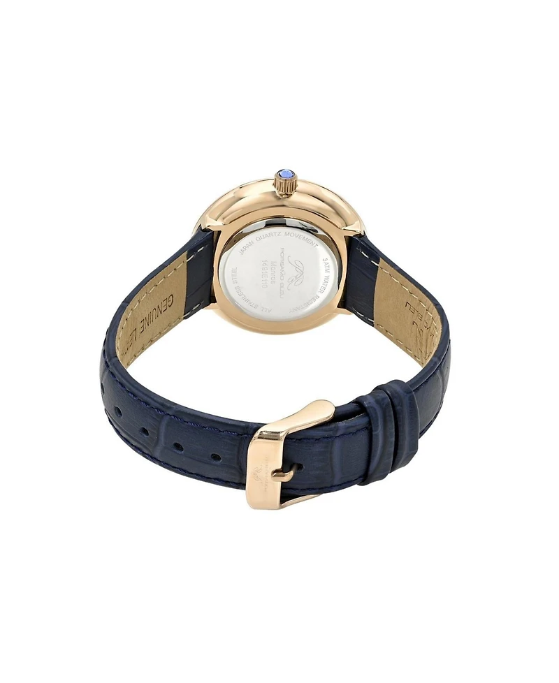 Porsamo Bleu Women's Monroe Genuine Leather Rose Tone and Watch 1491EMOL