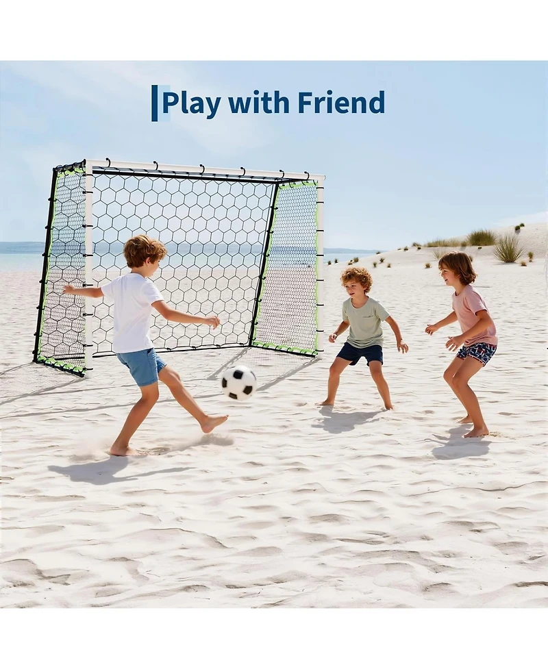 Xo 5-in-1 Soccer Goal , Portable Steel Frame Soccer Net with Rebounder, Collapsible Training Goal for Backyard Practice