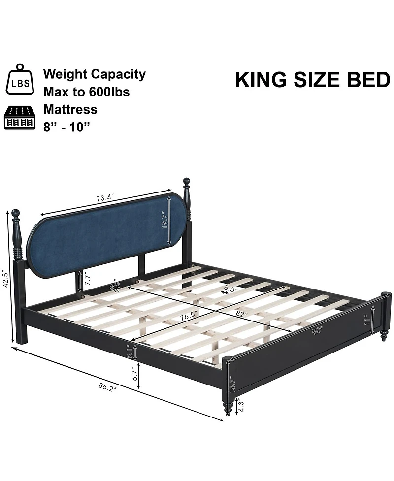 Streamdale Furniture Solid Wood Platform Bed Frame