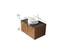 Casainc 30" Wall-Mounted Bathroom Vanity with Ceramic Sink and Sintered Stone Countertop, Double-Door Storage Cabinet