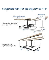 Fleximounts 4x8 Overhead Garage Storage Rack without Decking, Lite Series