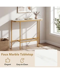 Slickblue Entryway Console Table with Faux Marble Top and Metal Frame
