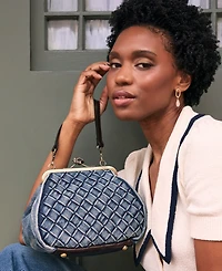 Patricia Nash Tabby Washed Woven Denim Frame Crossbody Bag