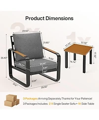 Tribesigns 3-Piece Outdoor Patio Furniture Set with 2 Armchairs and 1 Side Table,Metal Frame with 6'' Thick Cuushions, Outdoor Conversation Set Brand