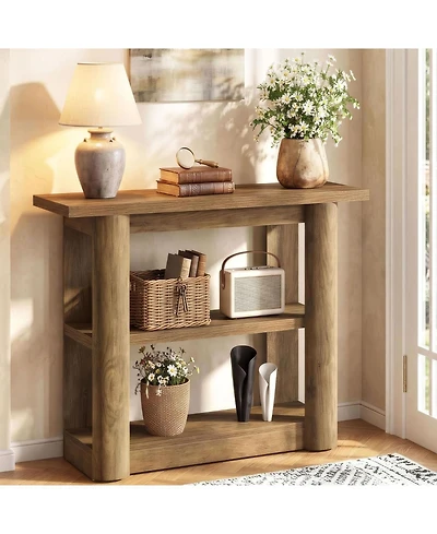 Tribesigns 3-Tier Console Table, 42-Inch Farmhouse Small Entryway Table with Shelves for Hallway, Living Room, Foyer, Easy Assembly