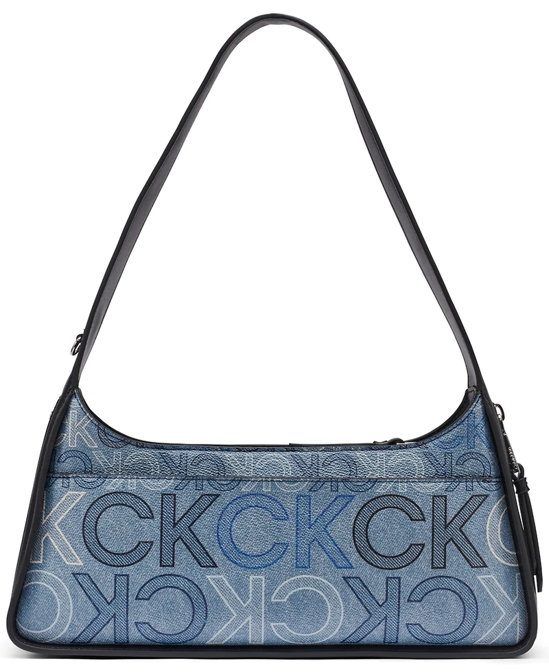 Calvin Klein Kyren Denim Signature Medium Shoulder Handbag
