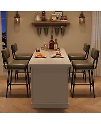 homfan Set of 4 Counter Height Bar Stools, 26 Inch Upholstered Seats with Backrests, Metal Legs, Suitable for Kitchen Island, Home Bar and Dining Room