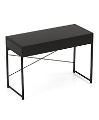 Slickblue Compact Home Office Desk with 2 Drawers and Metal Frame